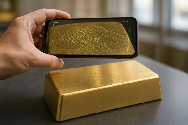 VERISCAN app scanning PAMP gold bar